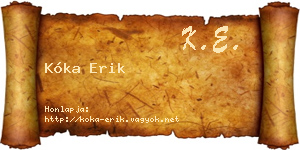 Kóka Erik névjegykártya